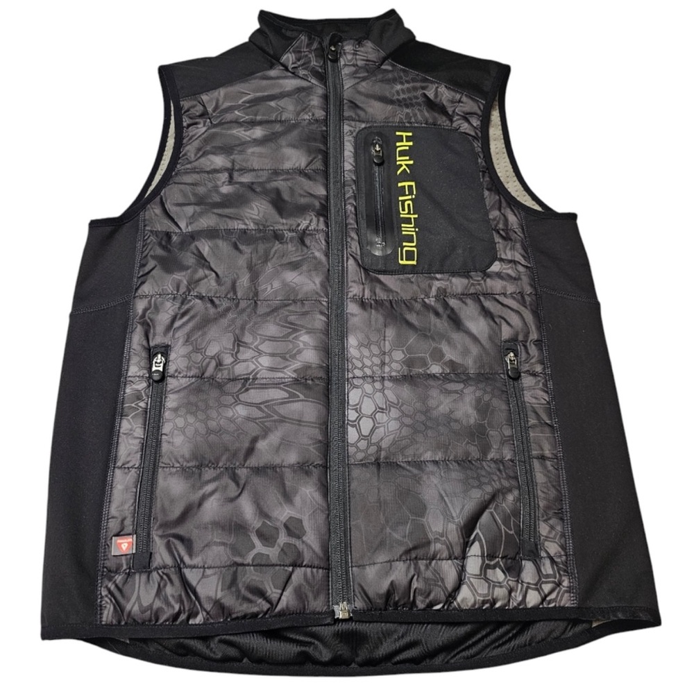 Huk Fishing Black and Gray Vest with Pattern